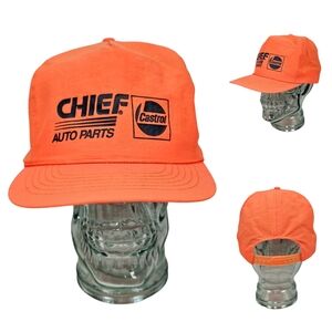 Vintage 1980's Chief Auto Parts Castrol Hat Snapback Trucker Automotive Cap‎